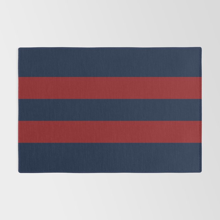 Navy Red Red Horizontal Stripes Rug Gallery Image 2