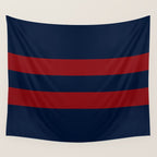 Navy Red Red Horizontal Stripes Wall Tapestry Gallery Image 4