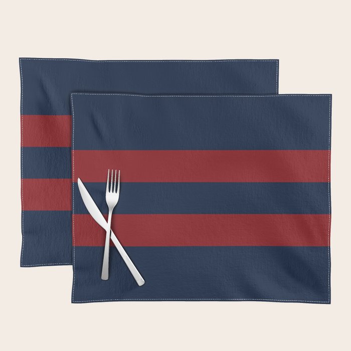 Navy Red Red Horizontal Stripes Placemat Gallery Image 1