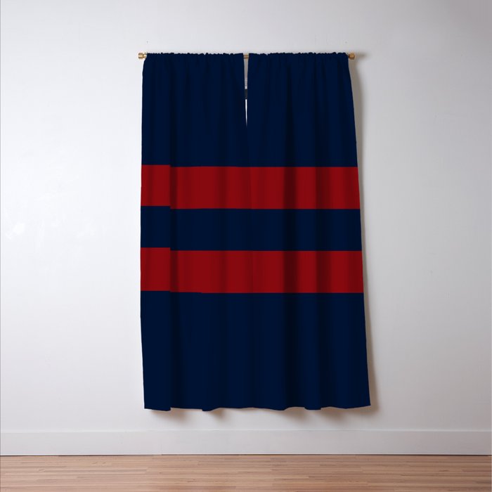 Navy Red Red Horizontal Stripes Window Curtain Gallery Image 3