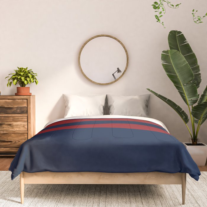 Navy Red Red Horizontal Stripes Comforter Gallery Image 3