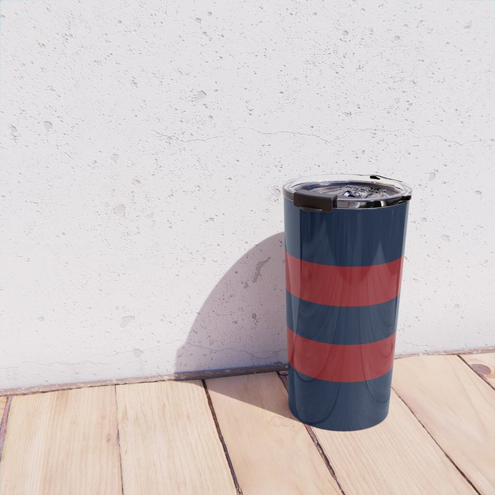Navy Red Red Horizontal Stripes Travel Mug Gallery Image 4