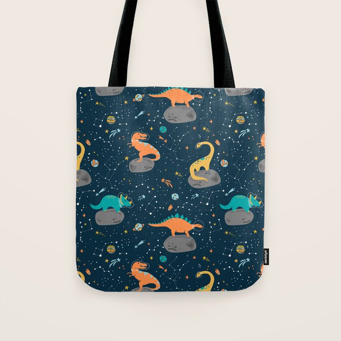 Dinosaurs Floating on an Asteroid Tote Bag Gallery Image 1