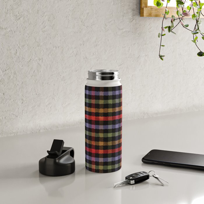 Boho Checkered Deep Palette Water Bottle Gallery Image 4