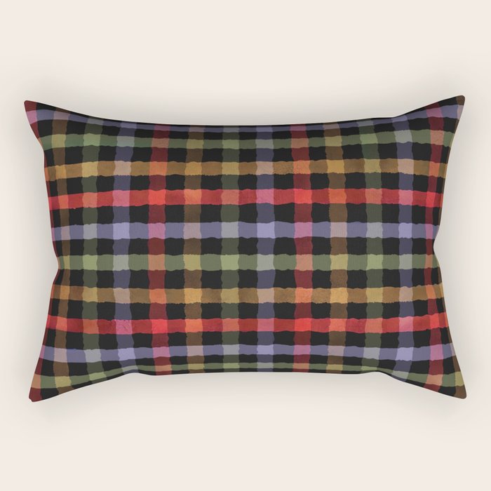 Boho Checkered Deep Palette Rectangular Pillow Gallery Image 2
