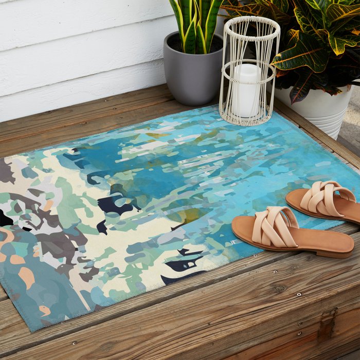 abstract forest in pastels Outdoor Rug Gallery Image 2
