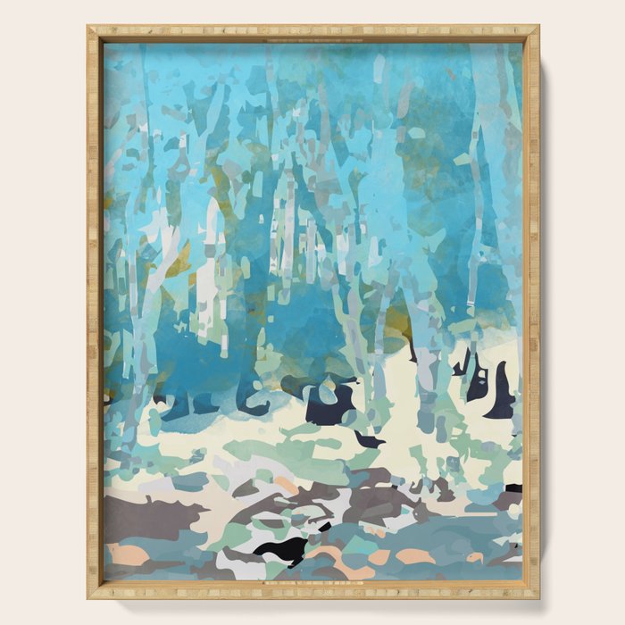 abstract forest in pastels Serving Tray Gallery Image 1