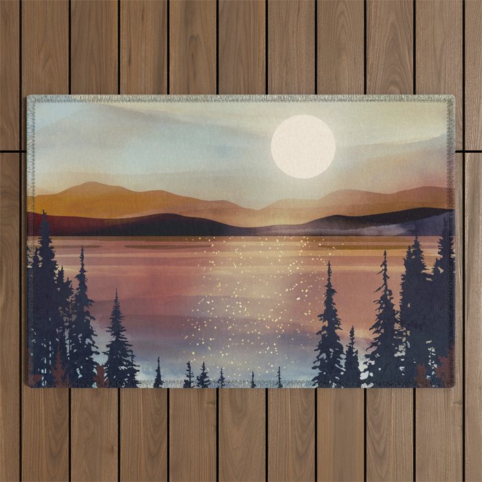 Summer Lake Sunset Outdoor Rug Gallery Image 1