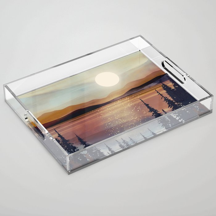 Summer Lake Sunset Acrylic Tray Gallery Image 1