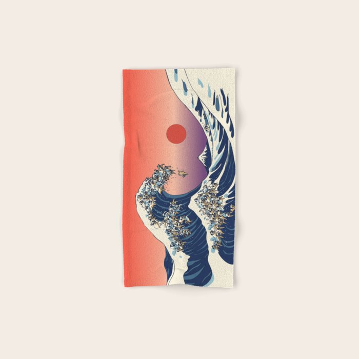 The Great Wave of Pug Bath Towel Gallery Image 1