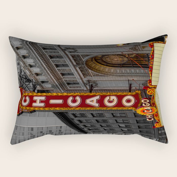 Chicago Theatre Sign Downtown State Street Historic Theater Marquee Rectangular Pillow Gallery Image 1