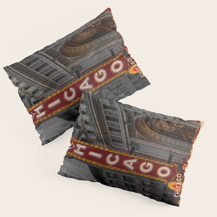 Chicago Theatre Sign Downtown State Street Historic Theater Marquee Pillow Sham Gallery Image 3