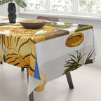 Tiger Reserve Villa | Bohemian Tropical Jungle Décor | Pastel Honeymoon Couple Love Wildlife Tablecloth Gallery Image 3