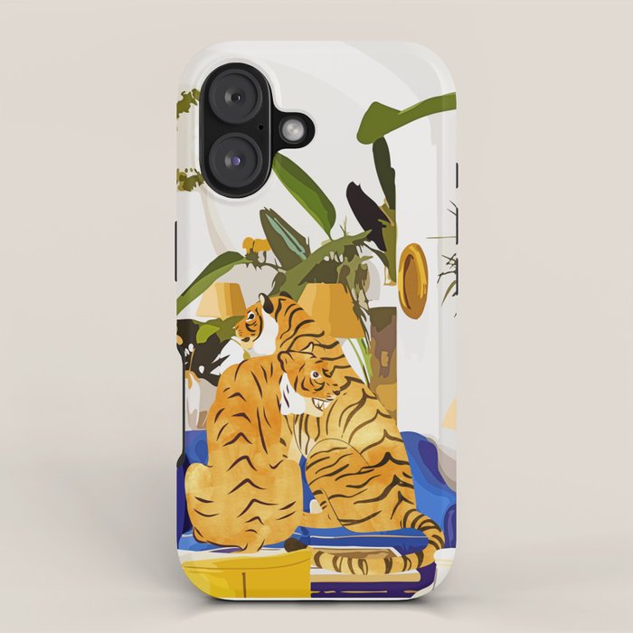 Tiger Reserve Villa | Bohemian Tropical Jungle Décor | Pastel Honeymoon Couple Love Wildlife iPhone Case Gallery Image 1