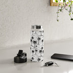 Black and white palm tree beach doodle pattern Water Bottle Gallery Image 4