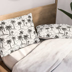 Black and white palm tree beach doodle pattern Pillow Sham Gallery Image 2