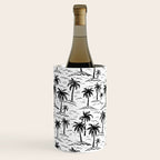 Black and white palm tree beach doodle pattern Wine Chiller Gallery Image 1