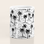 Black and white palm tree beach doodle pattern Coffee Mug Gallery Image 4