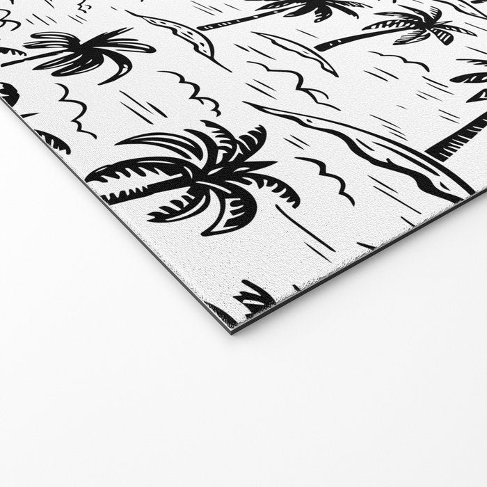 Black and white palm tree beach doodle pattern Welcome Mat Gallery Image 2