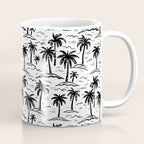 Black and white palm tree beach doodle pattern Coffee Mug Gallery Image 1