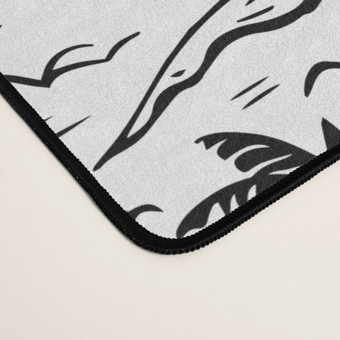 Black and white palm tree beach doodle pattern Desk Mat Gallery Image 4