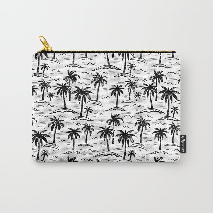 Black and white palm tree beach doodle pattern Carry All Pouch Gallery Image 1