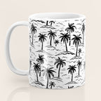 Black and white palm tree beach doodle pattern Coffee Mug Gallery Image 3