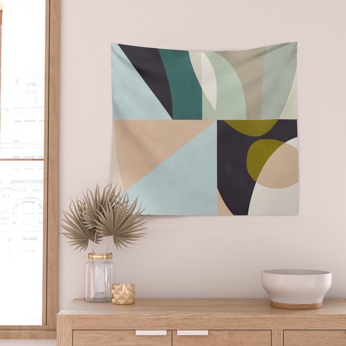shapes geometric art mid century Wall Tapestry Gallery Image 2