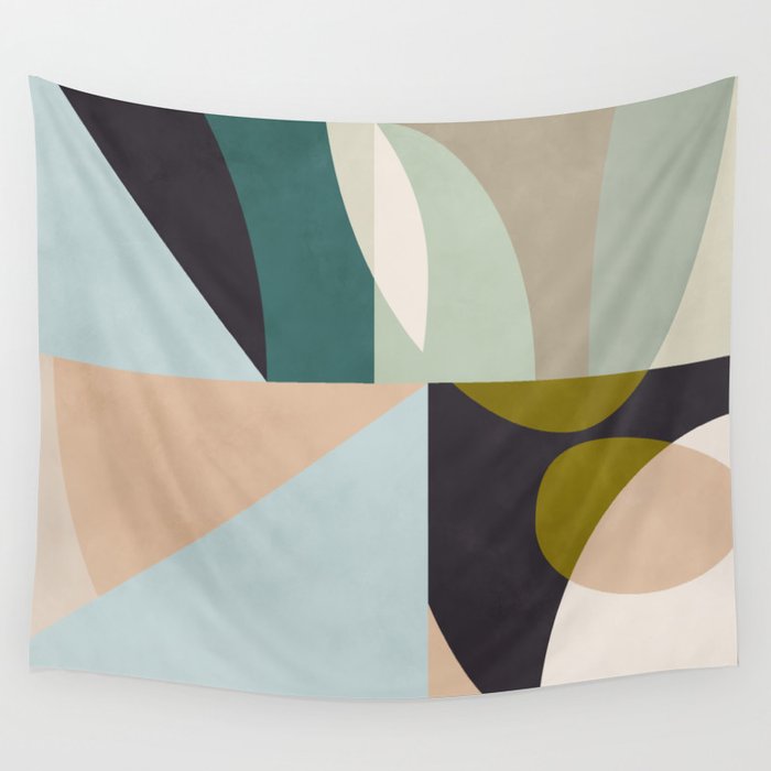 shapes geometric art mid century Wall Tapestry Gallery Image 1