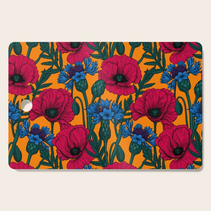 Red poppies and blue cornflowers Cutting Board Gallery Image 1