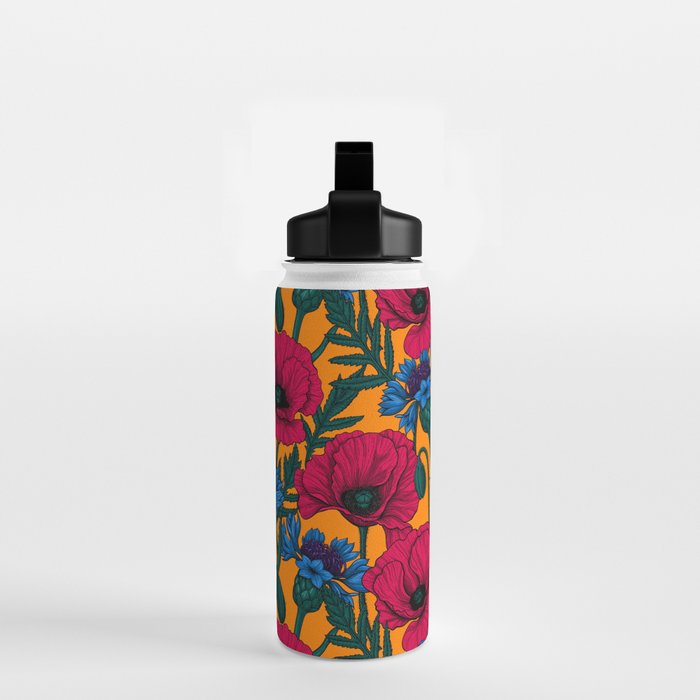 Red poppies and blue cornflowers Water Bottle Gallery Image 2