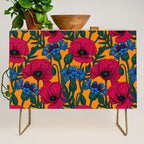 Red poppies and blue cornflowers Credenza Gallery Image 1
