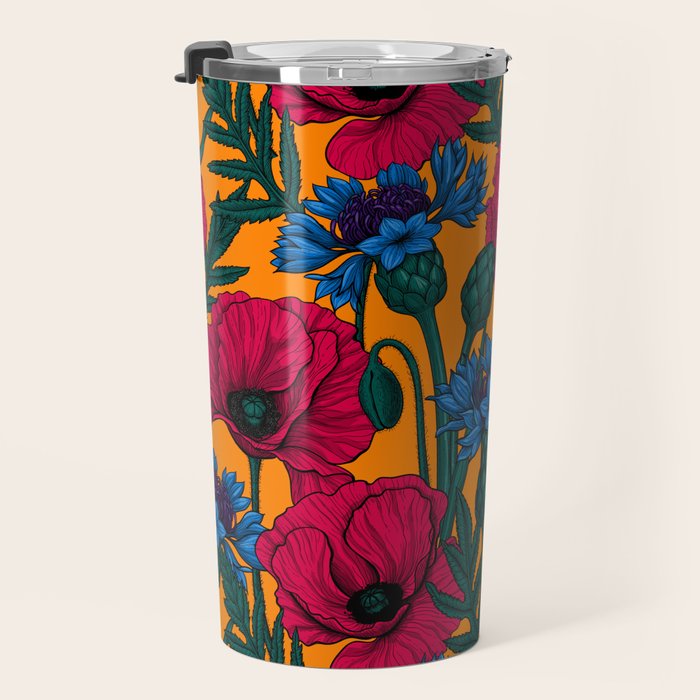 Red poppies and blue cornflowers Travel Mug Gallery Image 3