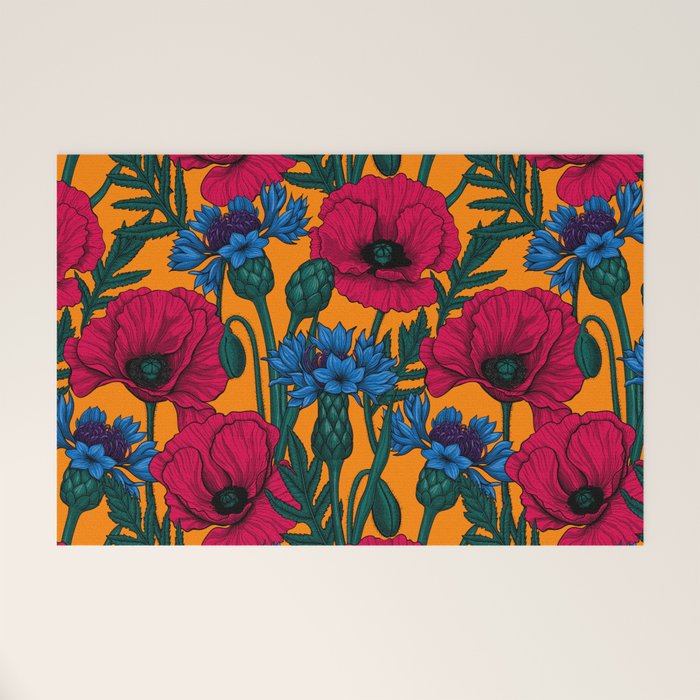 Red poppies and blue cornflowers Welcome Mat Gallery Image 1