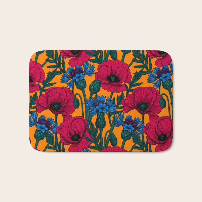 Red poppies and blue cornflowers Bath Mat Gallery Image 1
