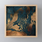 Emerald Indigo And Copper Glamour Marble Mini Art Print Gallery Image 1