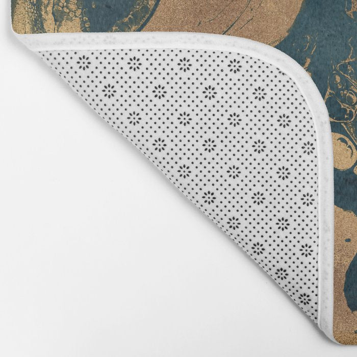 Emerald Indigo And Copper Glamour Marble Bath Mat Gallery Image 2