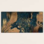 Emerald Indigo And Copper Glamour Marble Desk Mat Gallery Image 3
