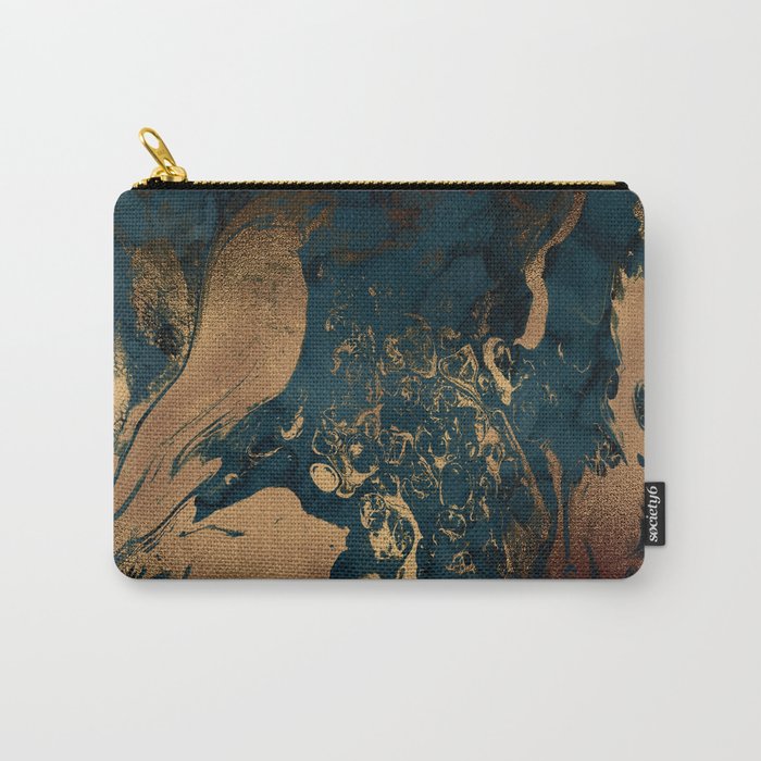 Emerald Indigo And Copper Glamour Marble Carry All Pouch Gallery Image 1
