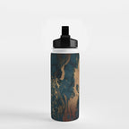 Emerald Indigo And Copper Glamour Marble Water Bottle Gallery Image 2