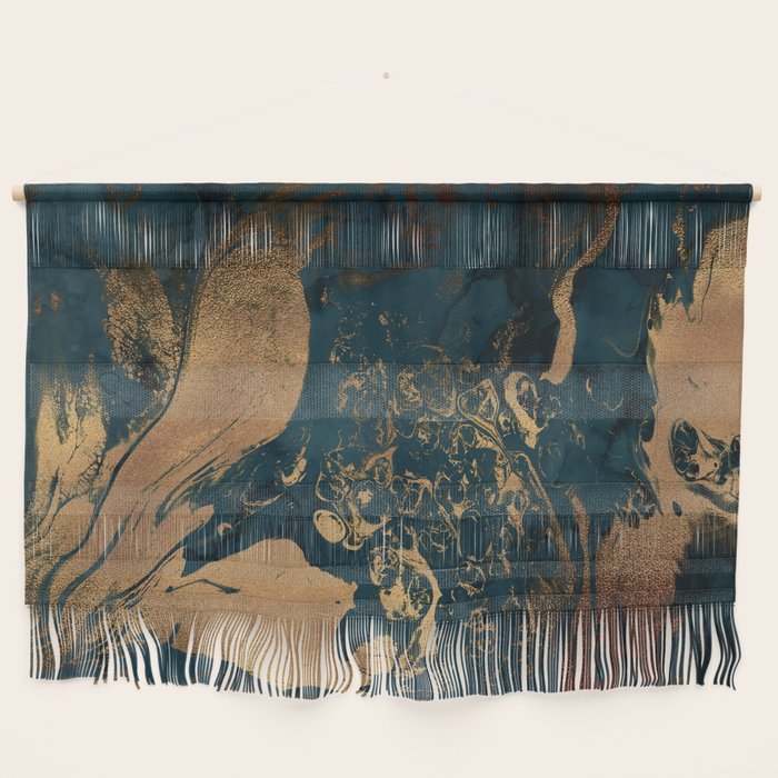 Emerald Indigo And Copper Glamour Marble Wall Hanging Gallery Image 1