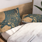 Emerald Indigo And Copper Glamour Marble Pillow Sham Gallery Image 2
