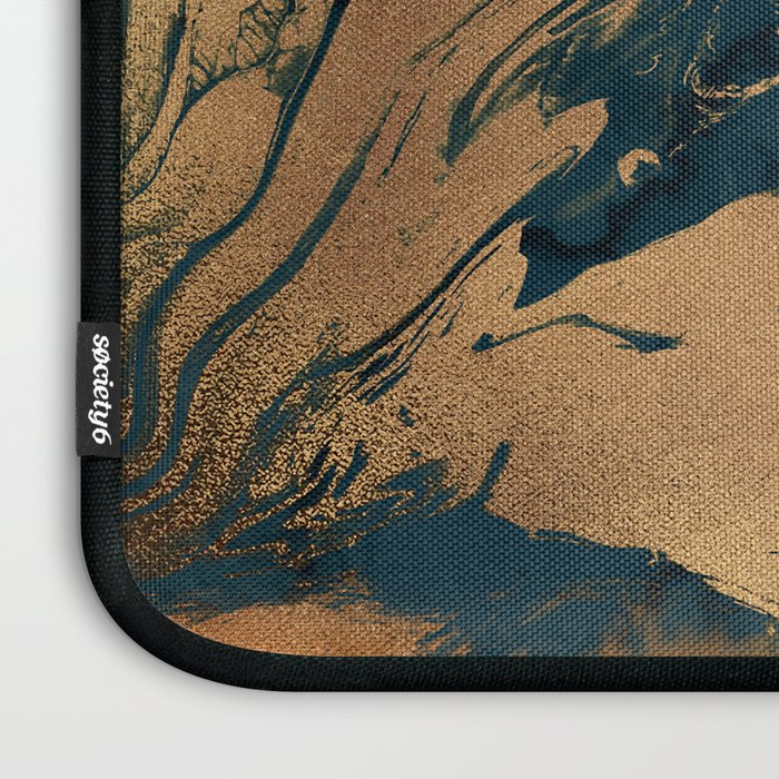 Emerald Indigo And Copper Glamour Marble Laptop Sleeve Gallery Image 3