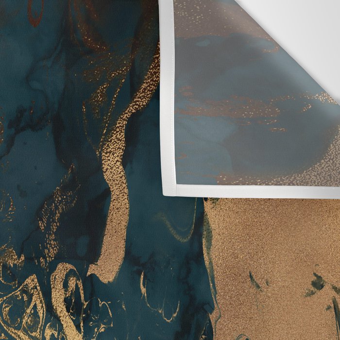 Emerald Indigo And Copper Glamour Marble Wall Tapestry Gallery Image 3