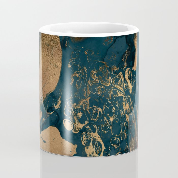 Emerald Indigo And Copper Glamour Marble Coffee Mug Gallery Image 4