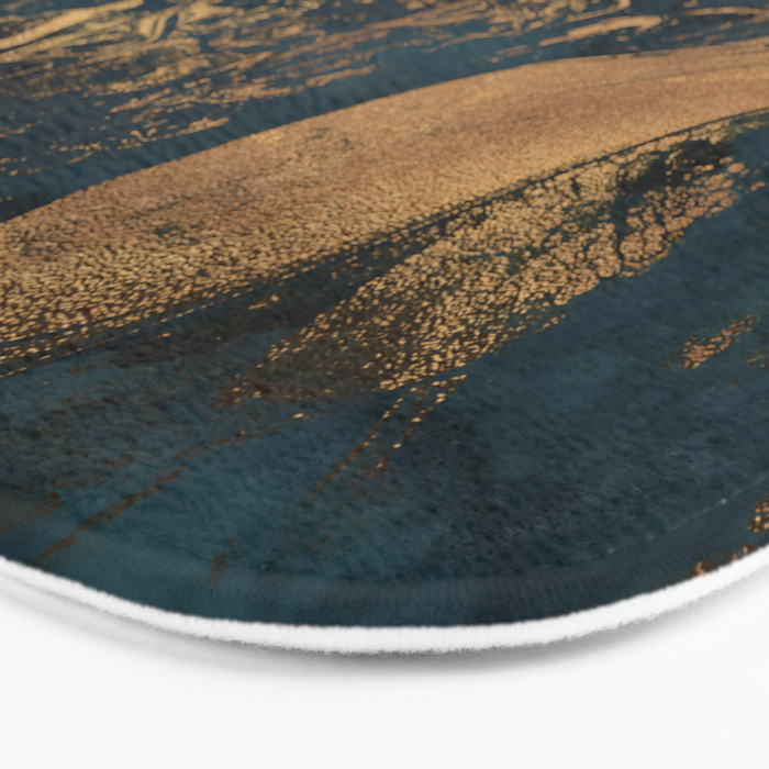 Emerald Indigo And Copper Glamour Marble Bath Mat Gallery Image 3