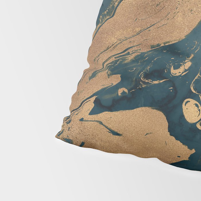 Emerald Indigo And Copper Glamour Marble Pillow Sham Gallery Image 4
