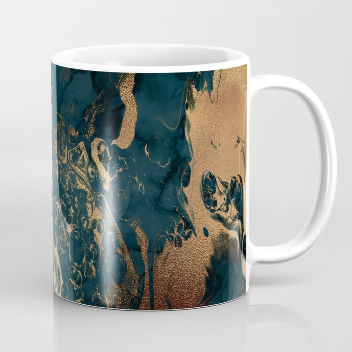 Emerald Indigo And Copper Glamour Marble Coffee Mug Gallery Image 1