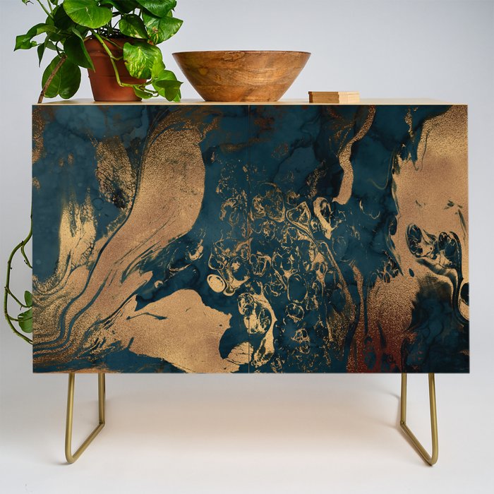 Emerald Indigo And Copper Glamour Marble Credenza Gallery Image 1