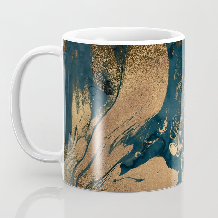 Emerald Indigo And Copper Glamour Marble Coffee Mug Gallery Image 3